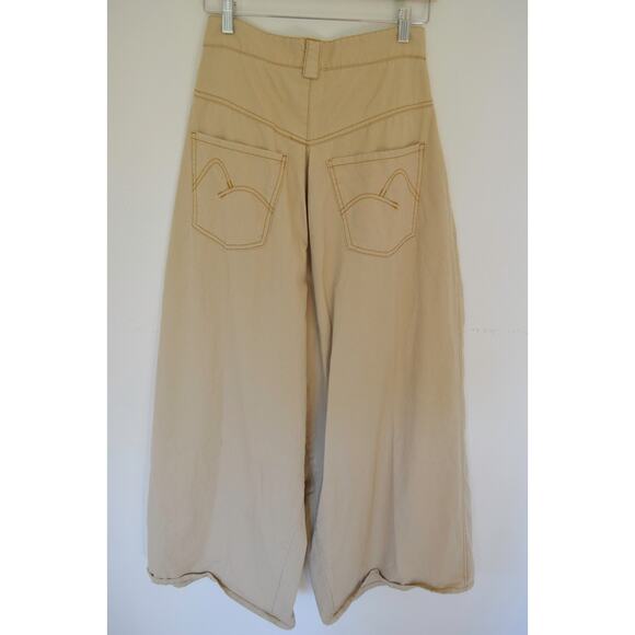 FARM Rio Tan/Khaki Low Waisted Pleated Wide Leg Trouser Pants XS - Picture 8 of 8